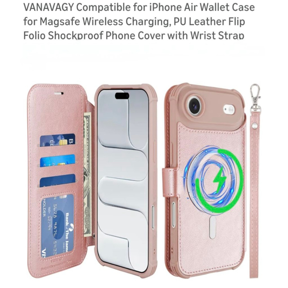 VANAVAGY Other - VANAVAGY Pink iPhone Air Wallet‎ Case for Magsafe Wireless Charging One Size